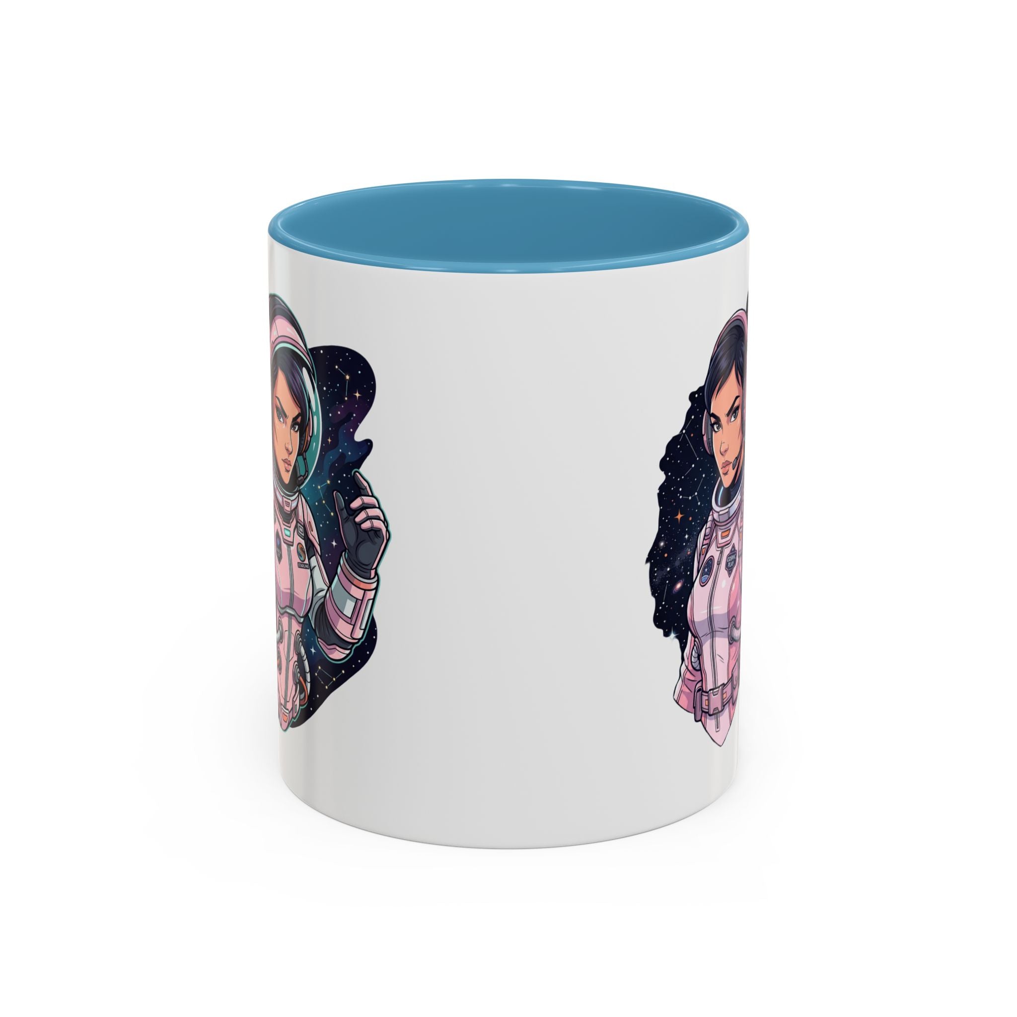 Astronaut Girl Accent Coffee Mug — Pink Space Pilot Ceramic Mug (11/15oz)