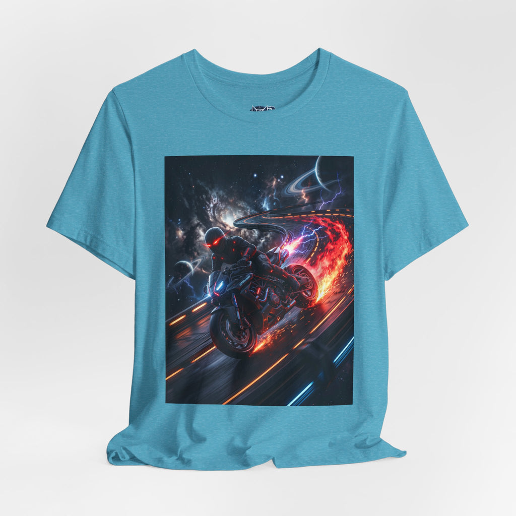 "Nitro-Void: Galactic Cyber-Rider Racing Tee"