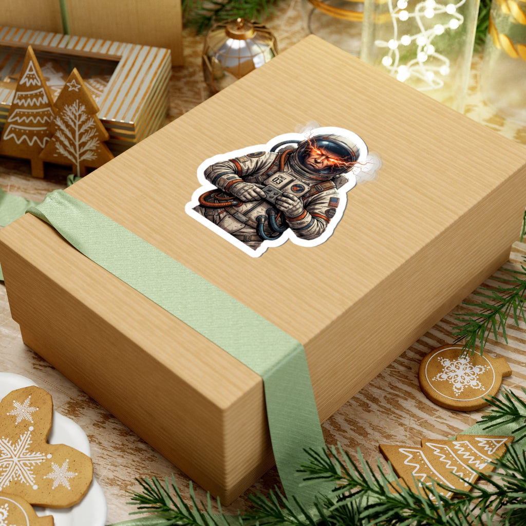 "Hyper-Charge: Red Flare Astronaut Gaming Sticker"