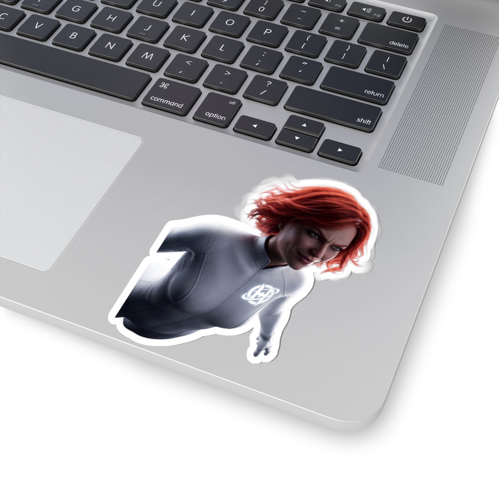 Red-Haired Hero Kiss-Cut Sticker — Action Pose Laptop Decal