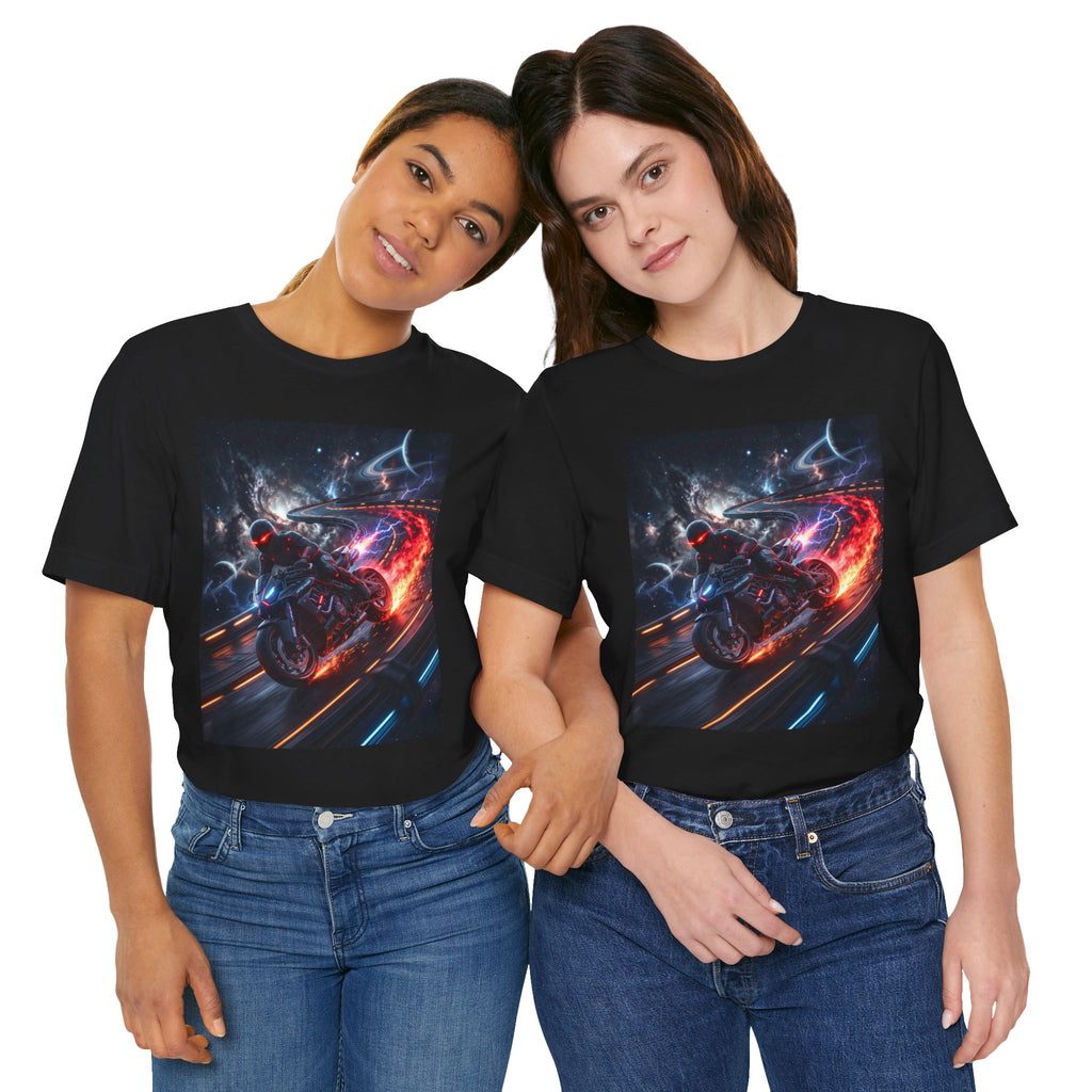 "Nitro-Void: Galactic Cyber-Rider Racing Tee"