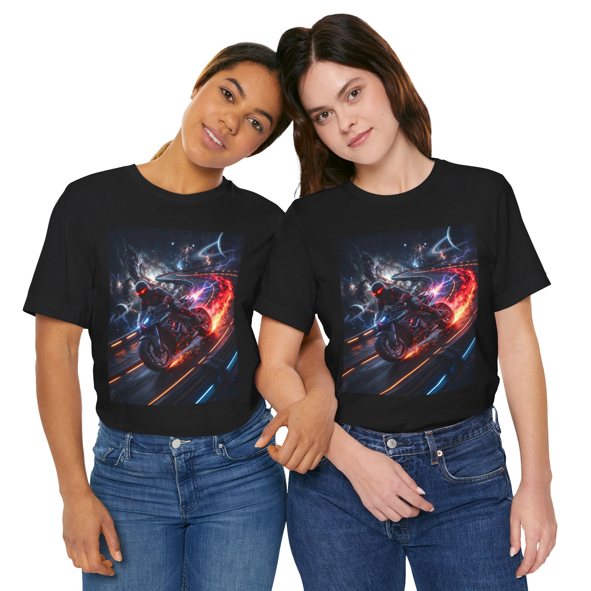 "Nitro-Void: Galactic Cyber-Rider Racing Tee"