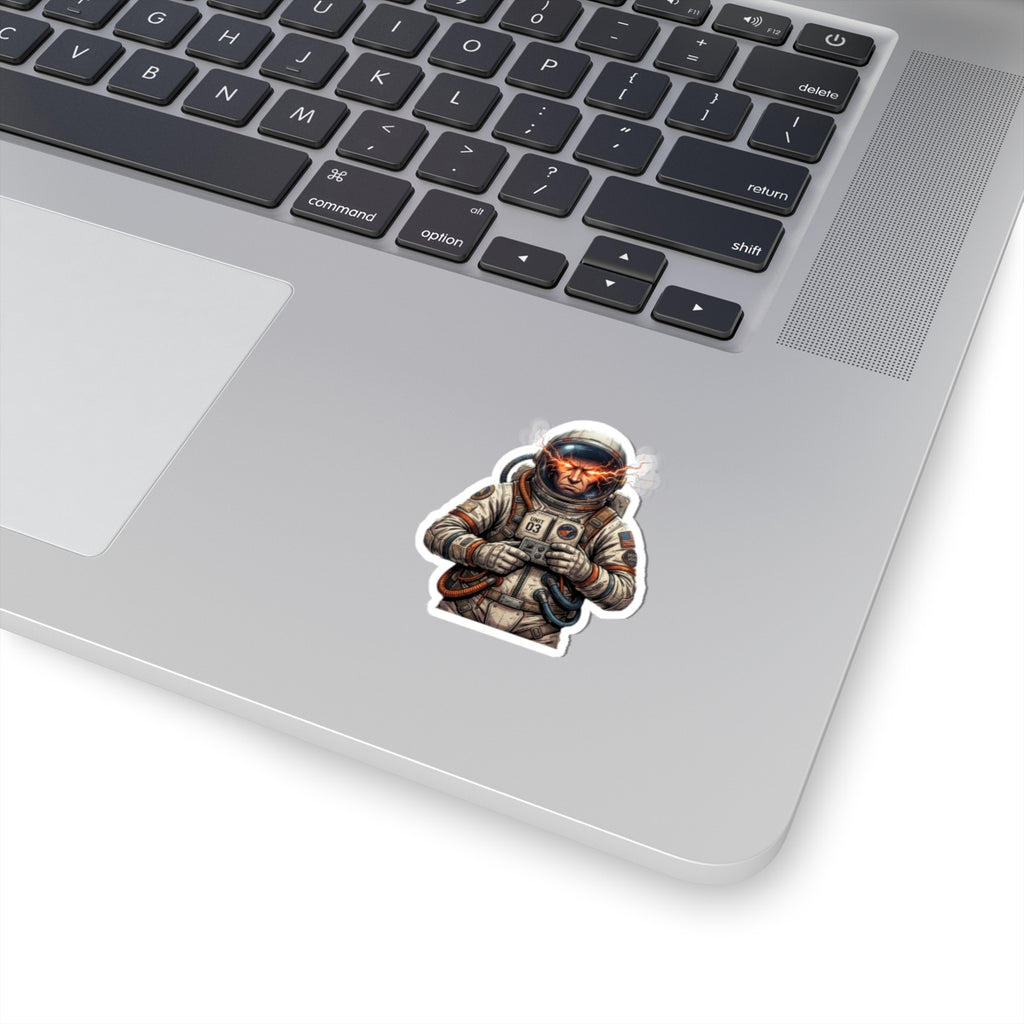 "Hyper-Charge: Red Flare Astronaut Gaming Sticker"
