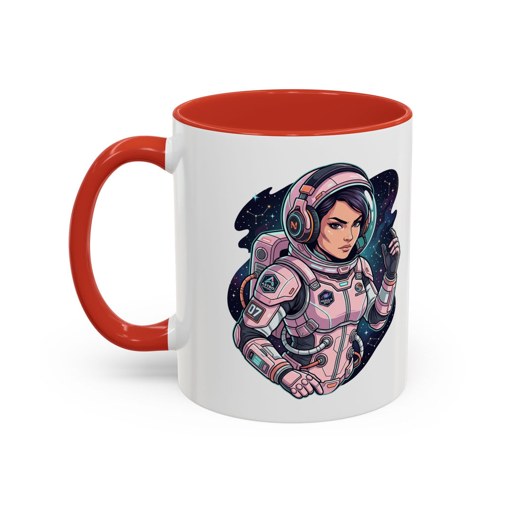 Astronaut Girl Accent Coffee Mug — Pink Space Pilot Ceramic Mug (11/15oz)