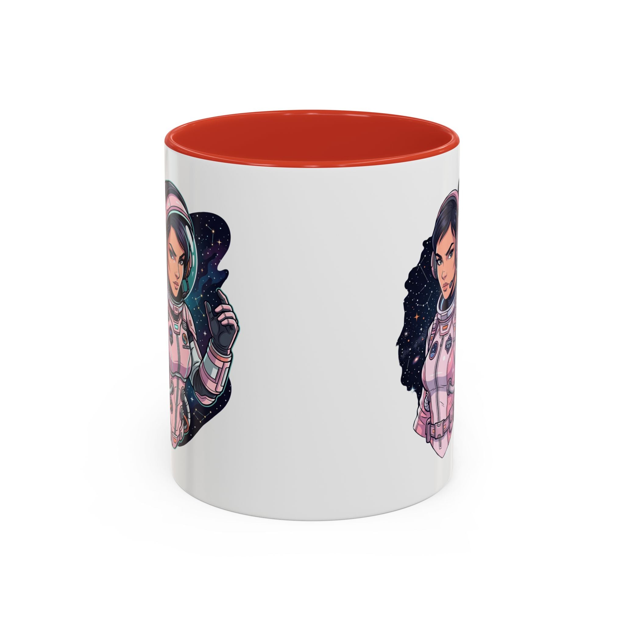Astronaut Girl Accent Coffee Mug — Pink Space Pilot Ceramic Mug (11/15oz)