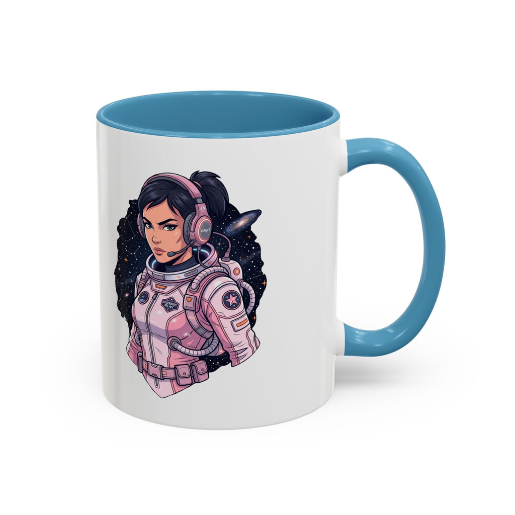 Astronaut Girl Accent Coffee Mug — Pink Space Pilot Ceramic Mug (11/15oz)