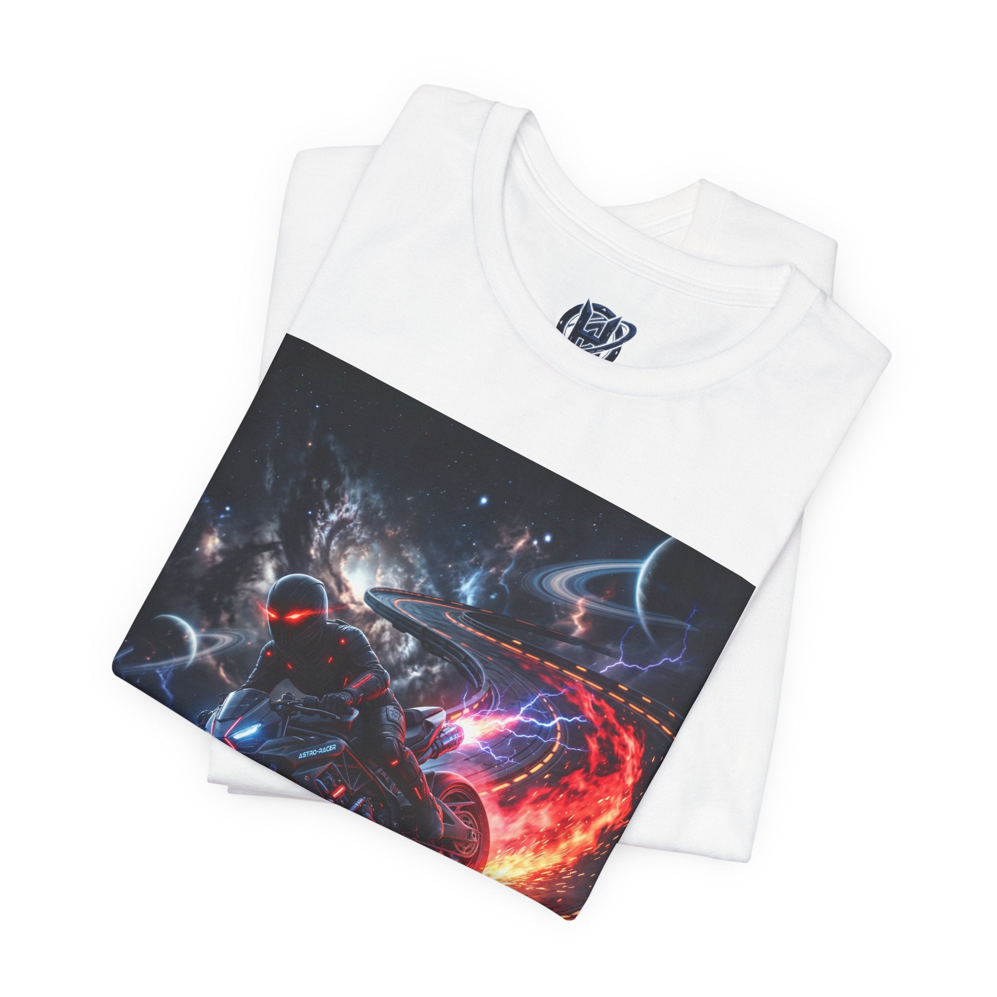 "Nitro-Void: Galactic Cyber-Rider Racing Tee"