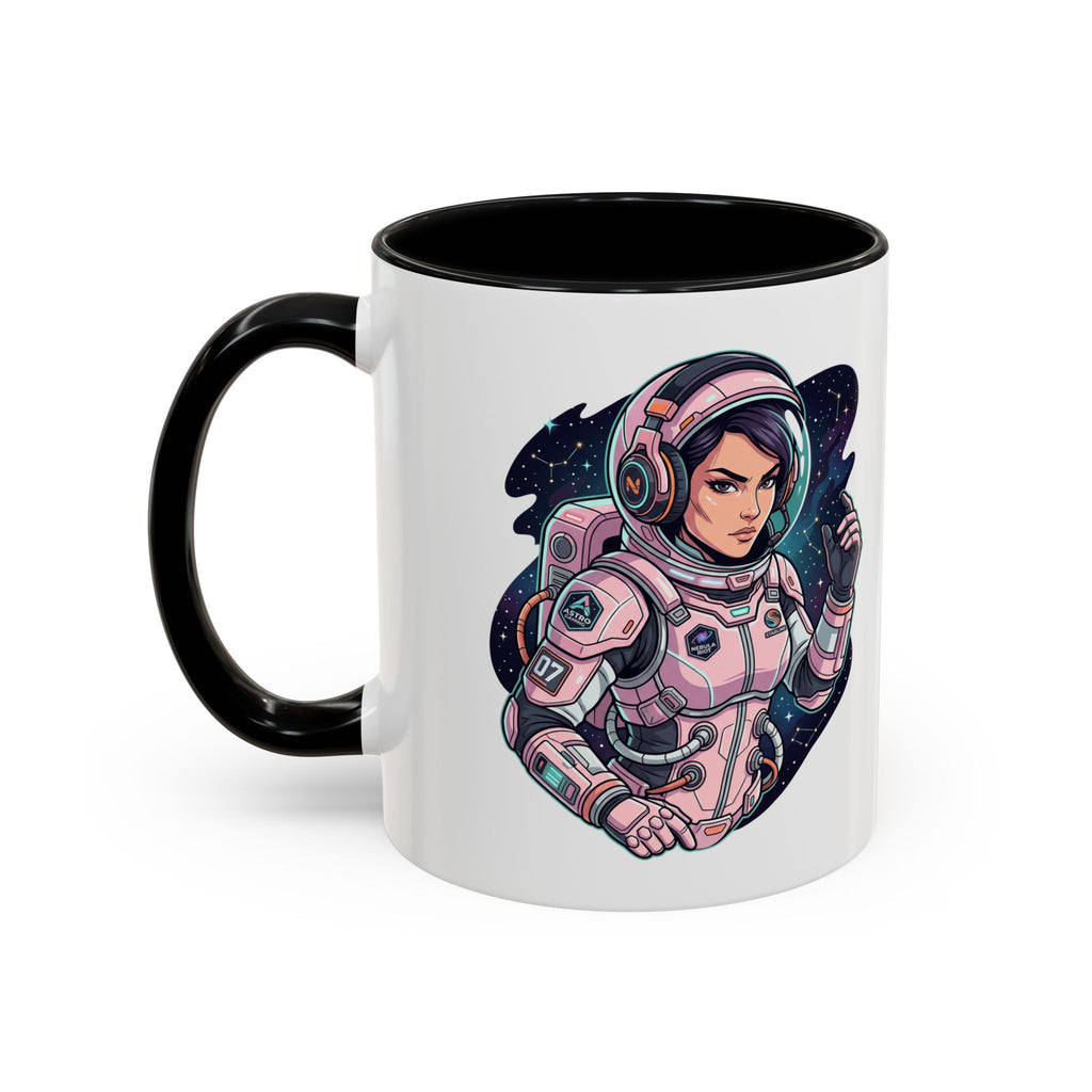 Astronaut Girl Accent Coffee Mug — Pink Space Pilot Ceramic Mug (11/15oz)