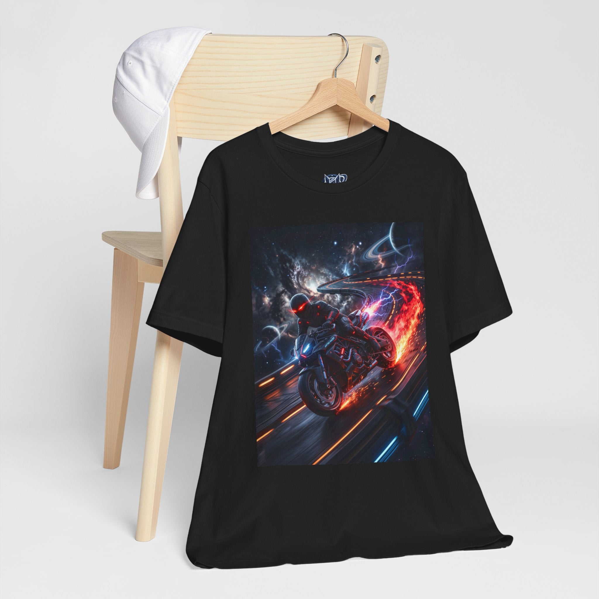 "Nitro-Void: Galactic Cyber-Rider Racing Tee"