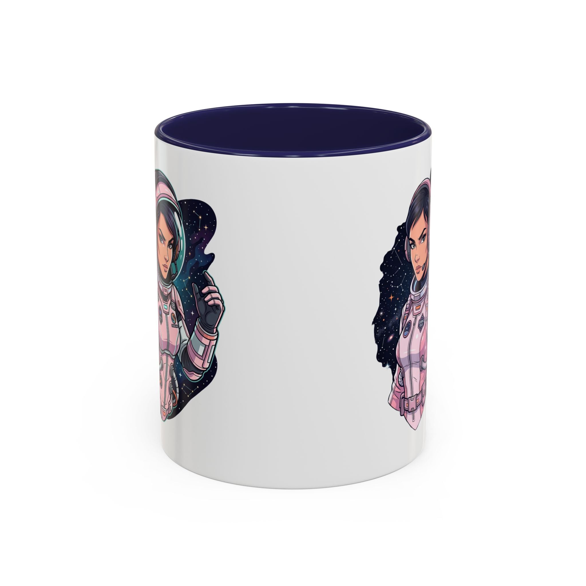 Astronaut Girl Accent Coffee Mug — Pink Space Pilot Ceramic Mug (11/15oz)