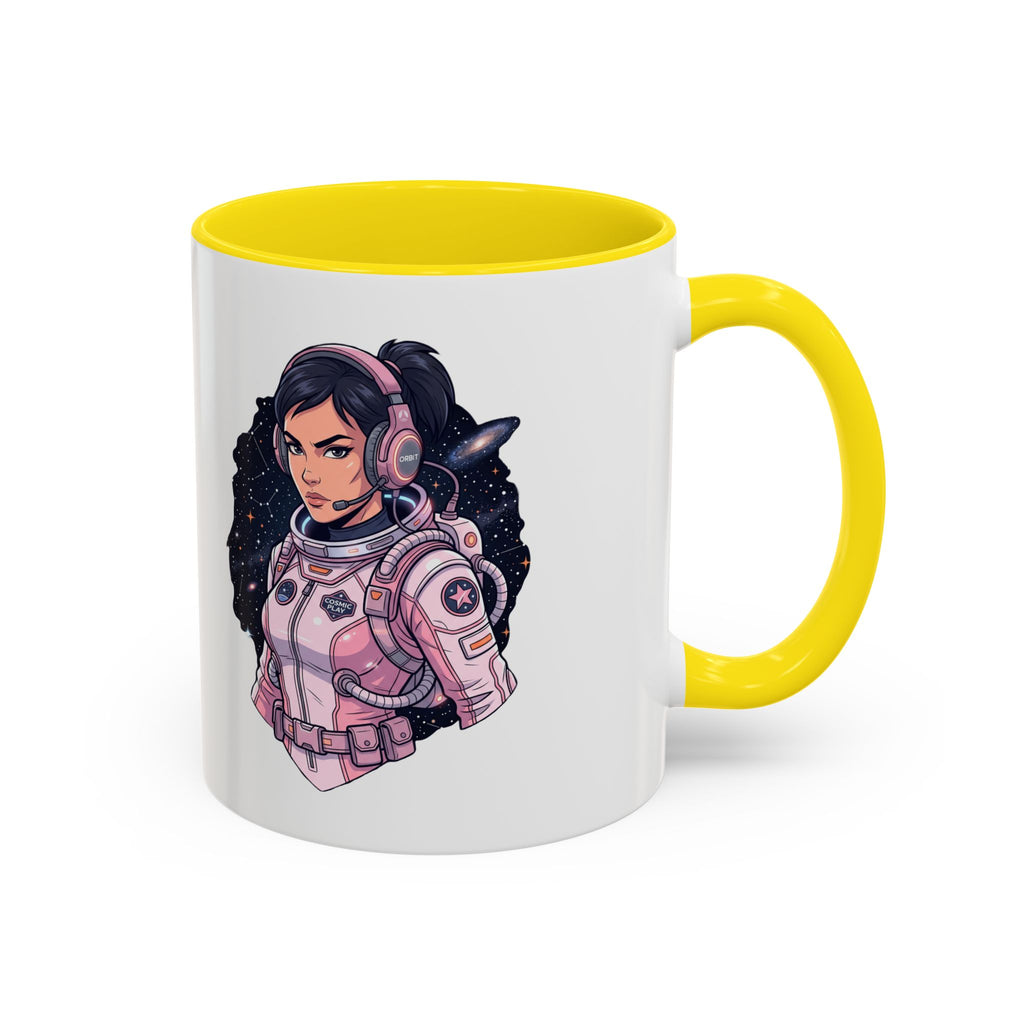 Astronaut Girl Accent Coffee Mug — Pink Space Pilot Ceramic Mug (11/15oz)