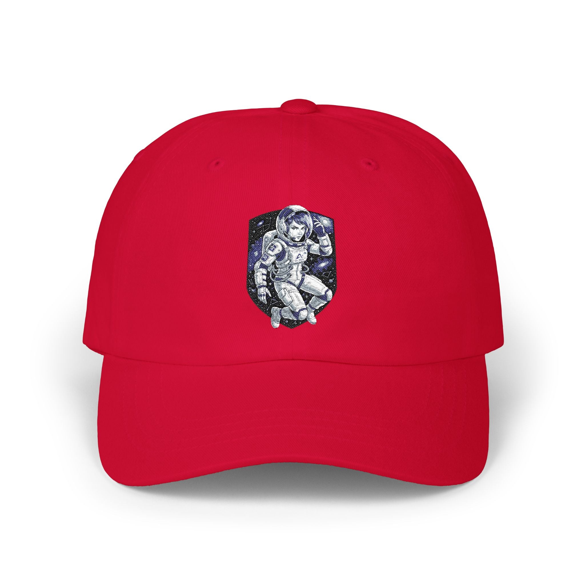 "Celestial Empress: Premium Female Astronaut Embroidered Cap"