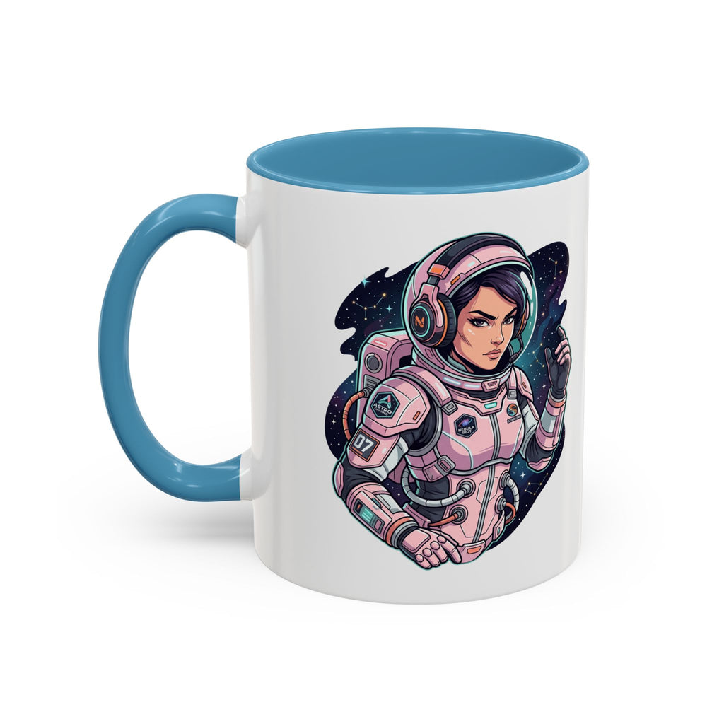 Astronaut Girl Accent Coffee Mug — Pink Space Pilot Ceramic Mug (11/15oz)