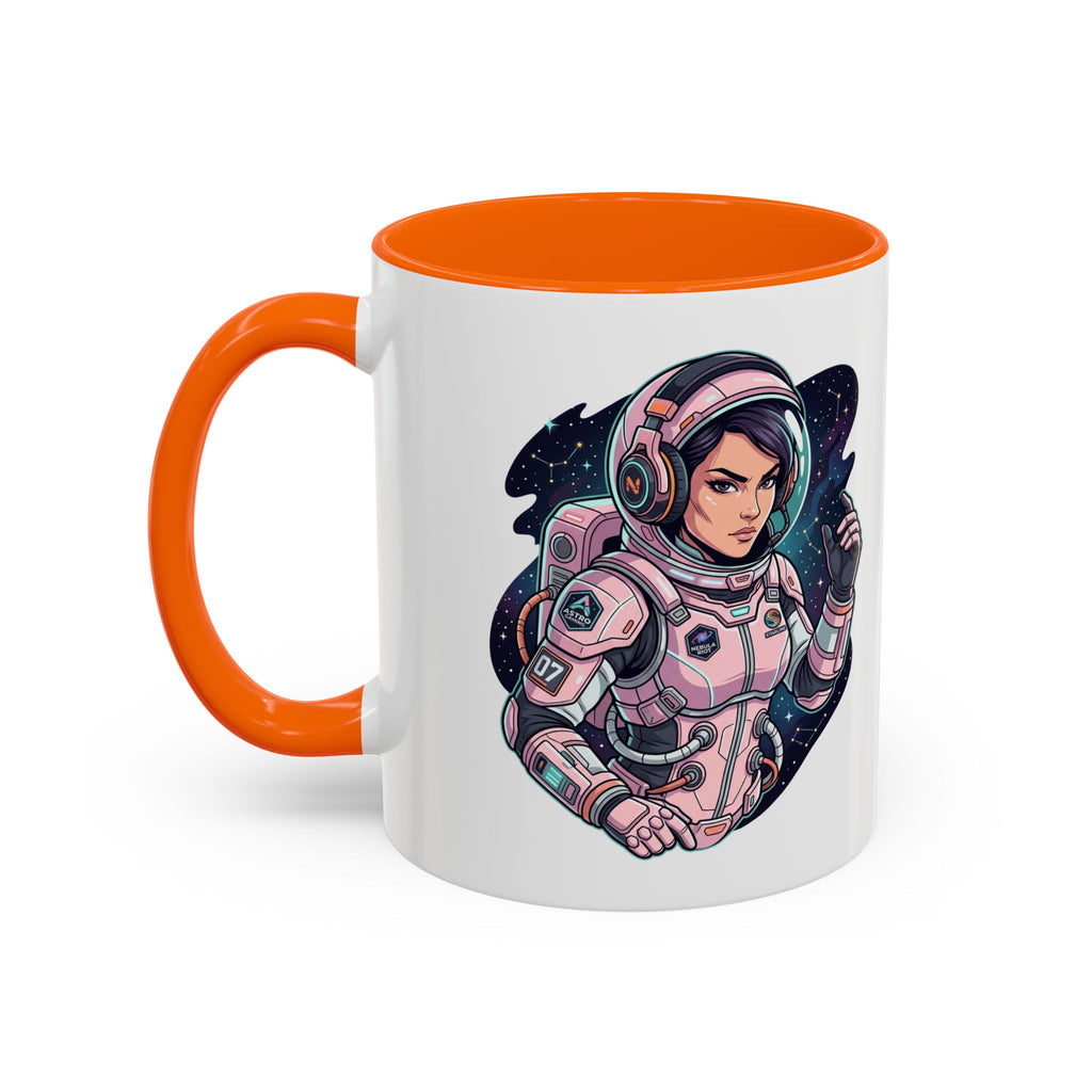 Astronaut Girl Accent Coffee Mug — Pink Space Pilot Ceramic Mug (11/15oz)
