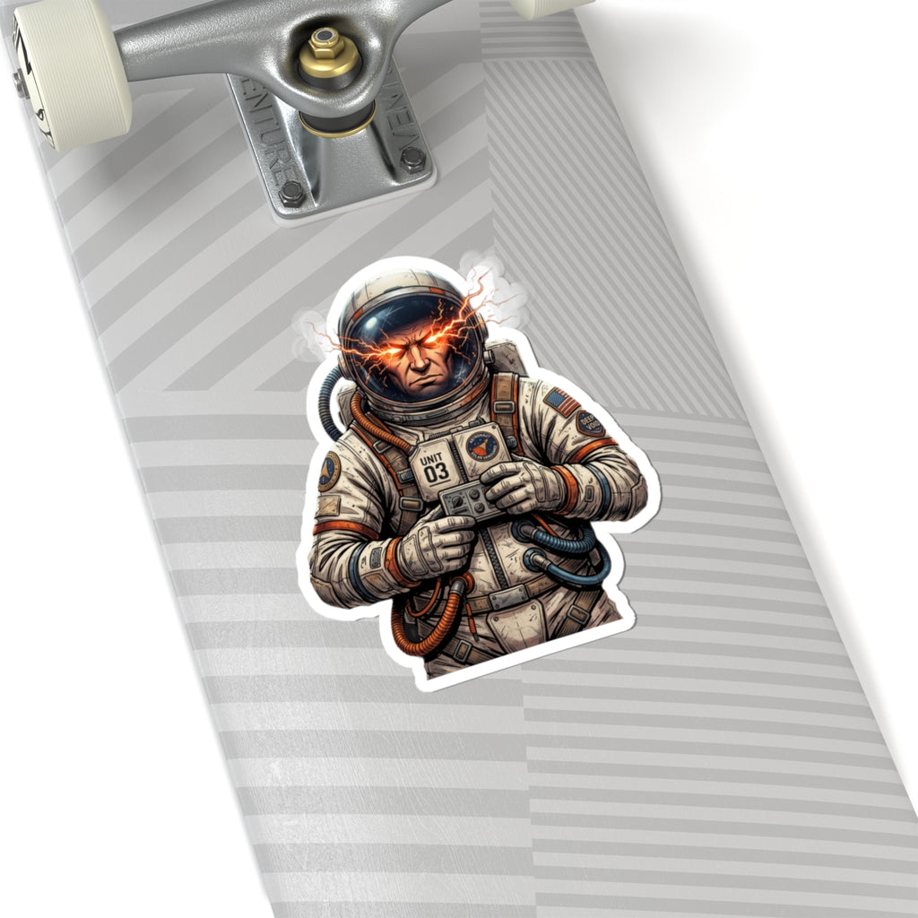 "Hyper-Charge: Red Flare Astronaut Gaming Sticker"