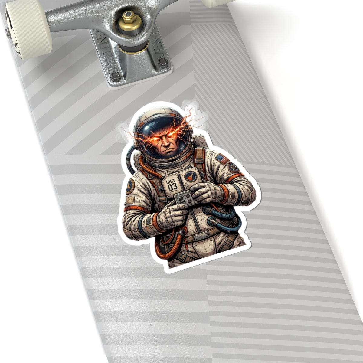 "Hyper-Charge: Red Flare Astronaut Gaming Sticker"
