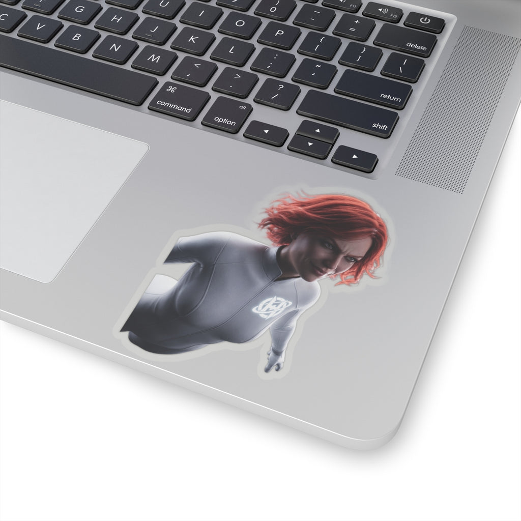 Red-Haired Hero Kiss-Cut Sticker — Action Pose Laptop Decal
