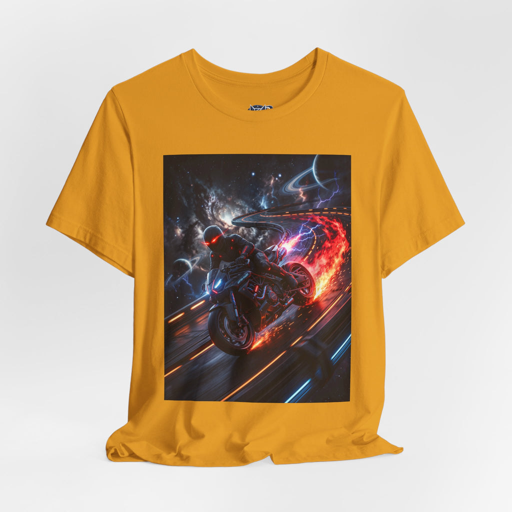"Nitro-Void: Galactic Cyber-Rider Racing Tee"