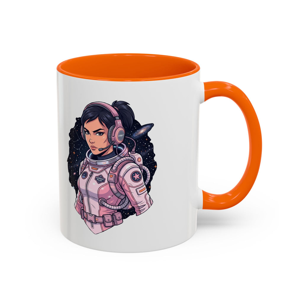 Astronaut Girl Accent Coffee Mug — Pink Space Pilot Ceramic Mug (11/15oz)