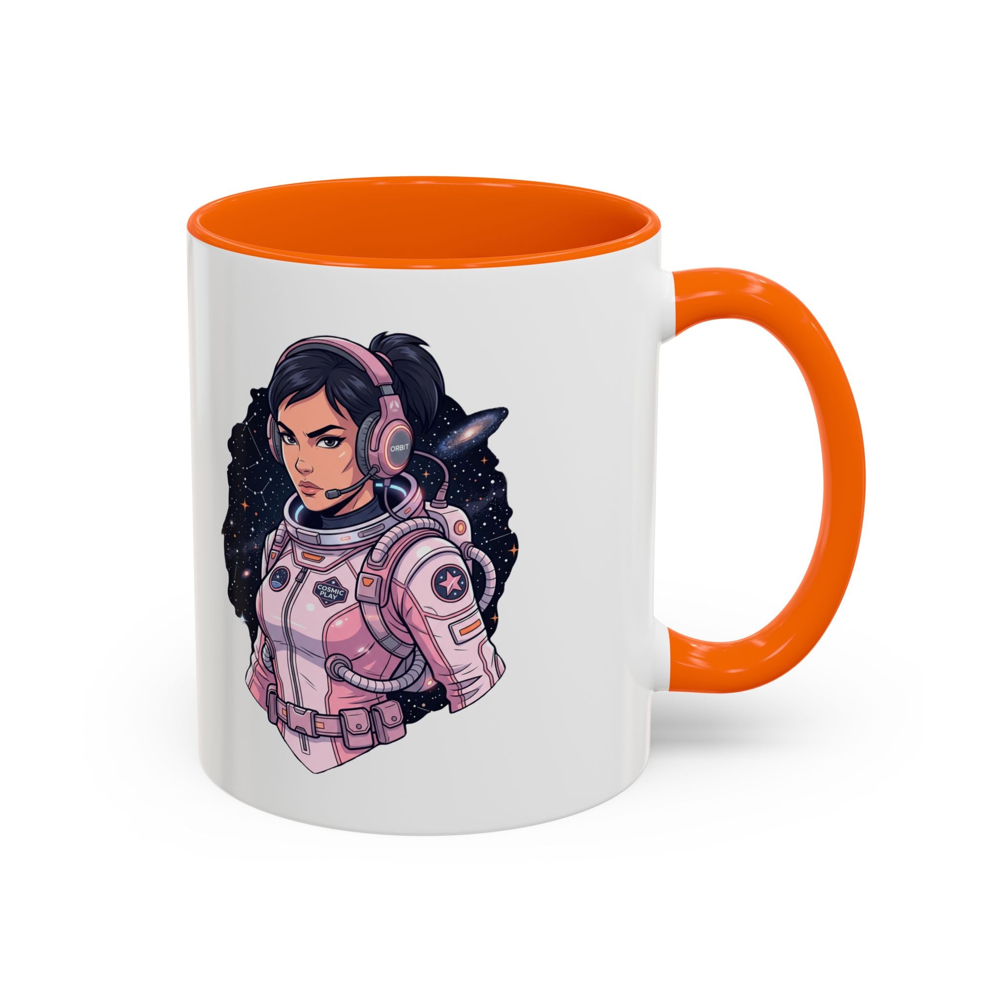 Astronaut Girl Accent Coffee Mug — Pink Space Pilot Ceramic Mug (11/15oz)