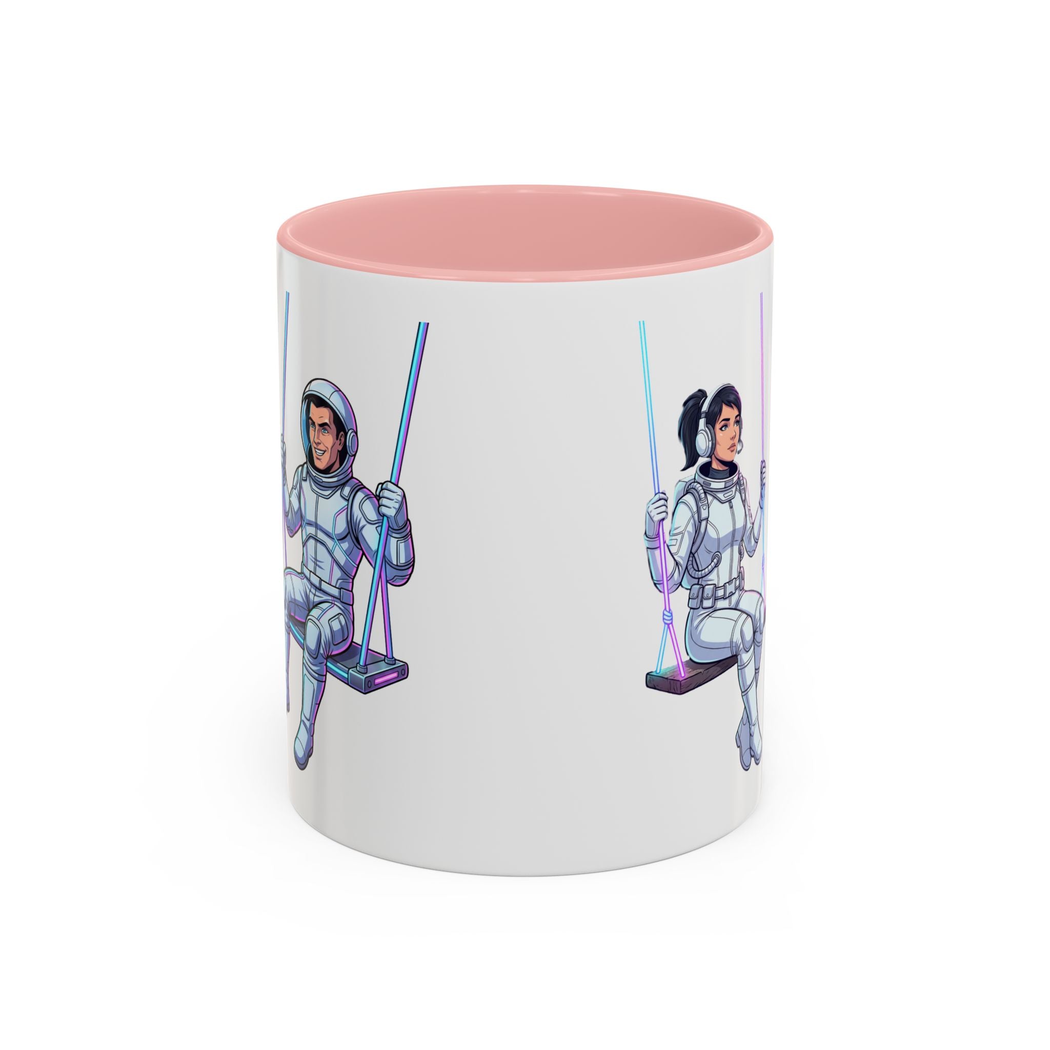 "Galactic Soulmates: Matching Astronaut Couple Mug Set"