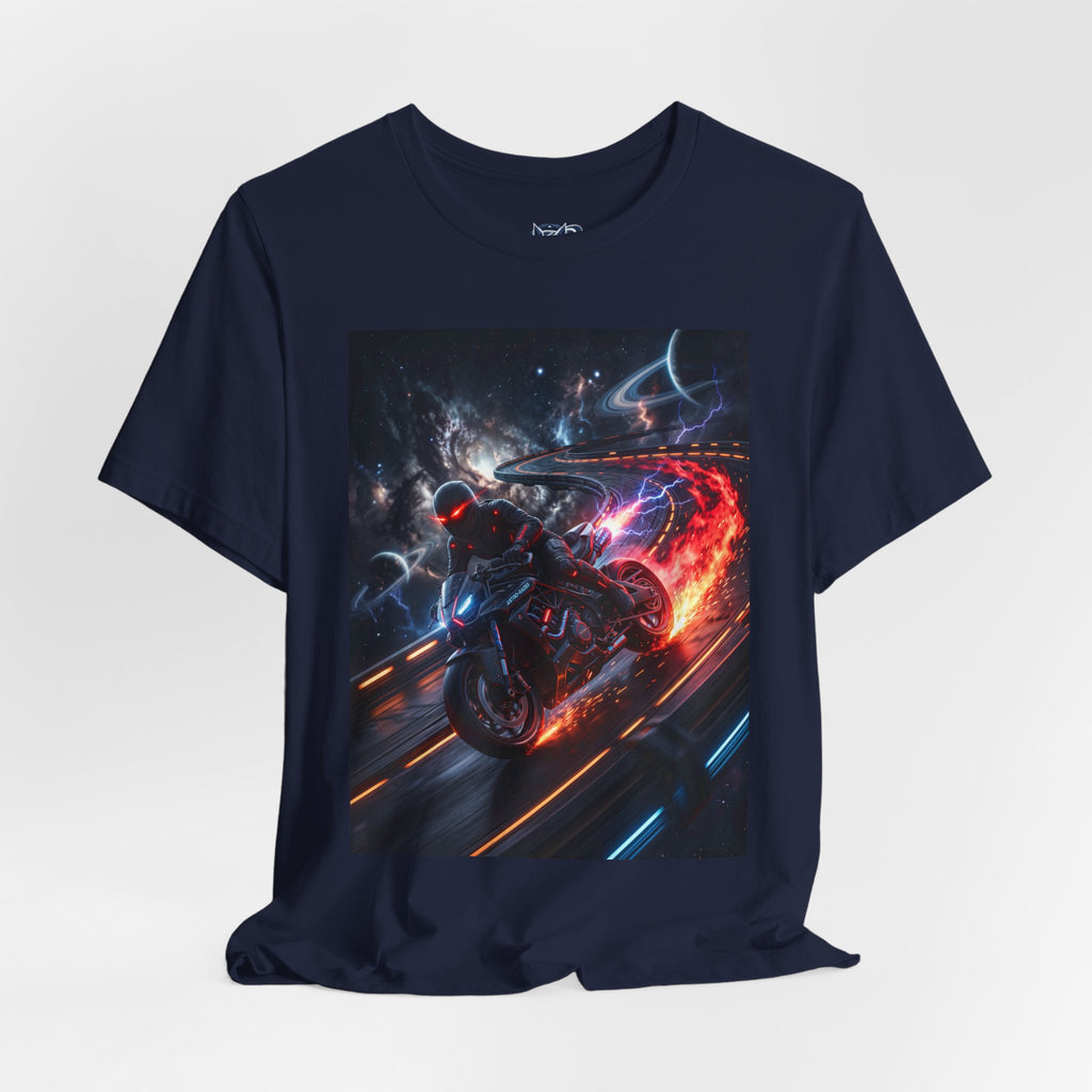 "Nitro-Void: Galactic Cyber-Rider Racing Tee"