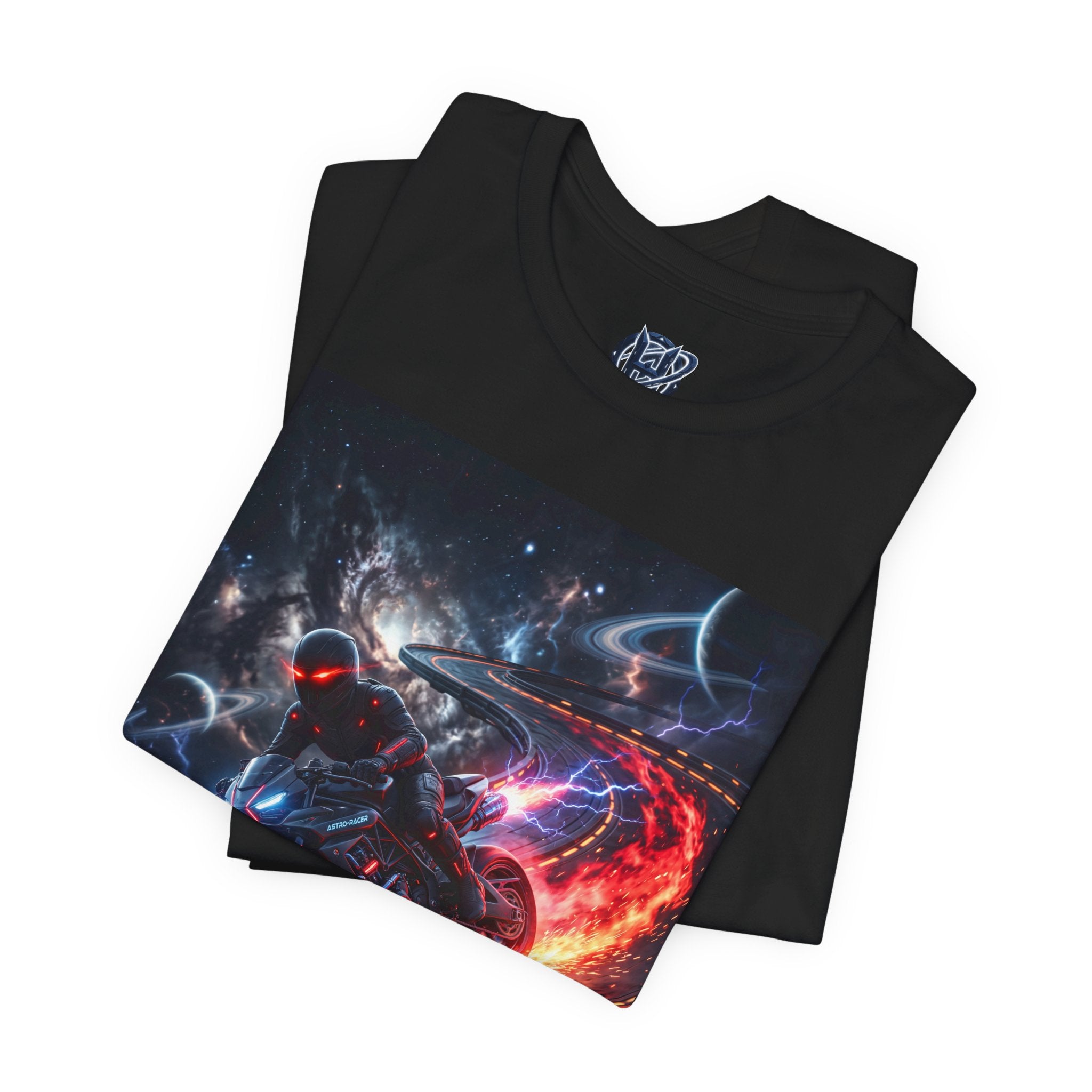 "Nitro-Void: Galactic Cyber-Rider Racing Tee"