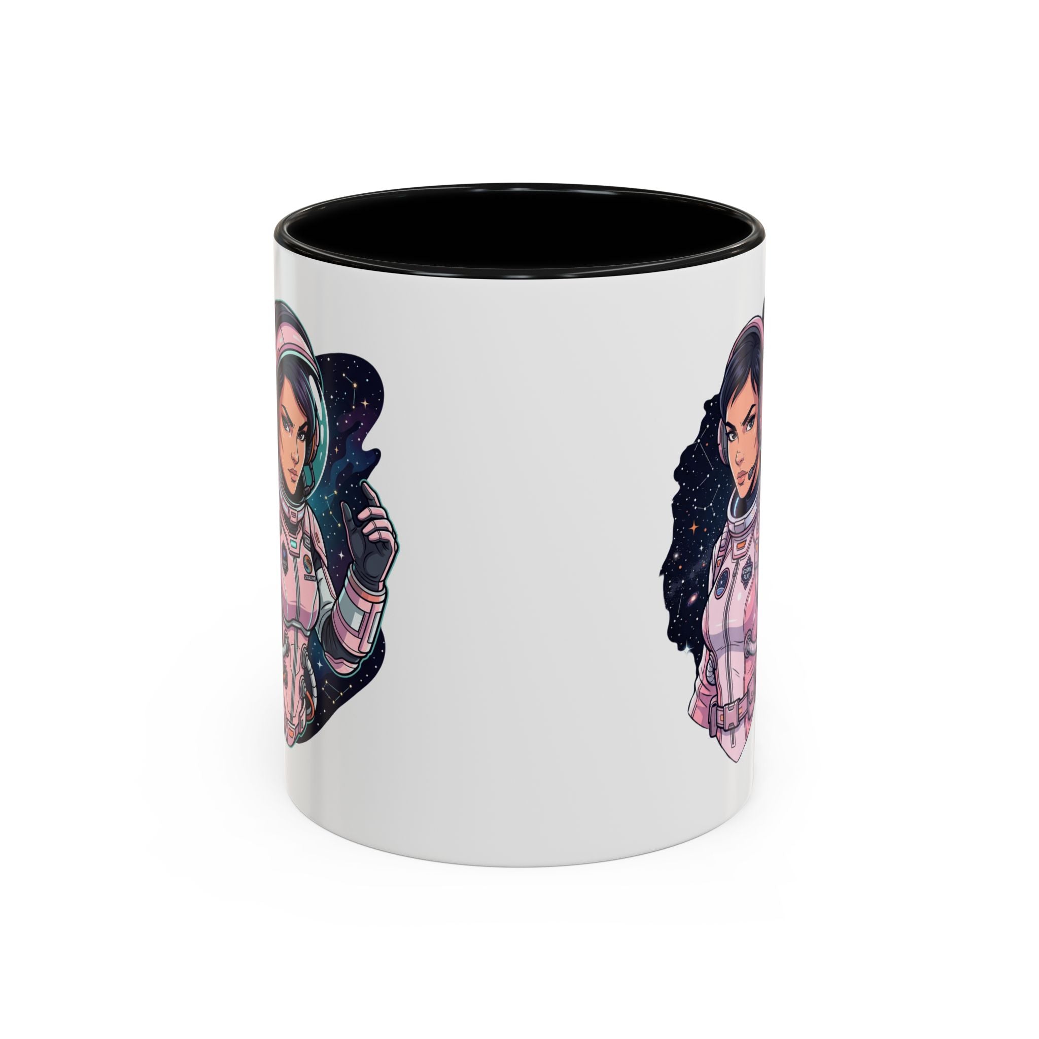 Astronaut Girl Accent Coffee Mug — Pink Space Pilot Ceramic Mug (11/15oz)