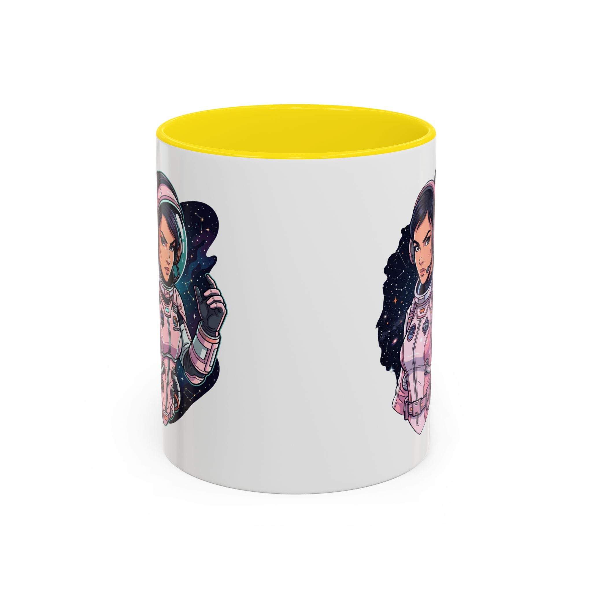 Astronaut Girl Accent Coffee Mug — Pink Space Pilot Ceramic Mug (11/15oz)