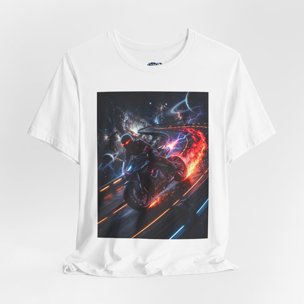 "Nitro-Void: Galactic Cyber-Rider Racing Tee"