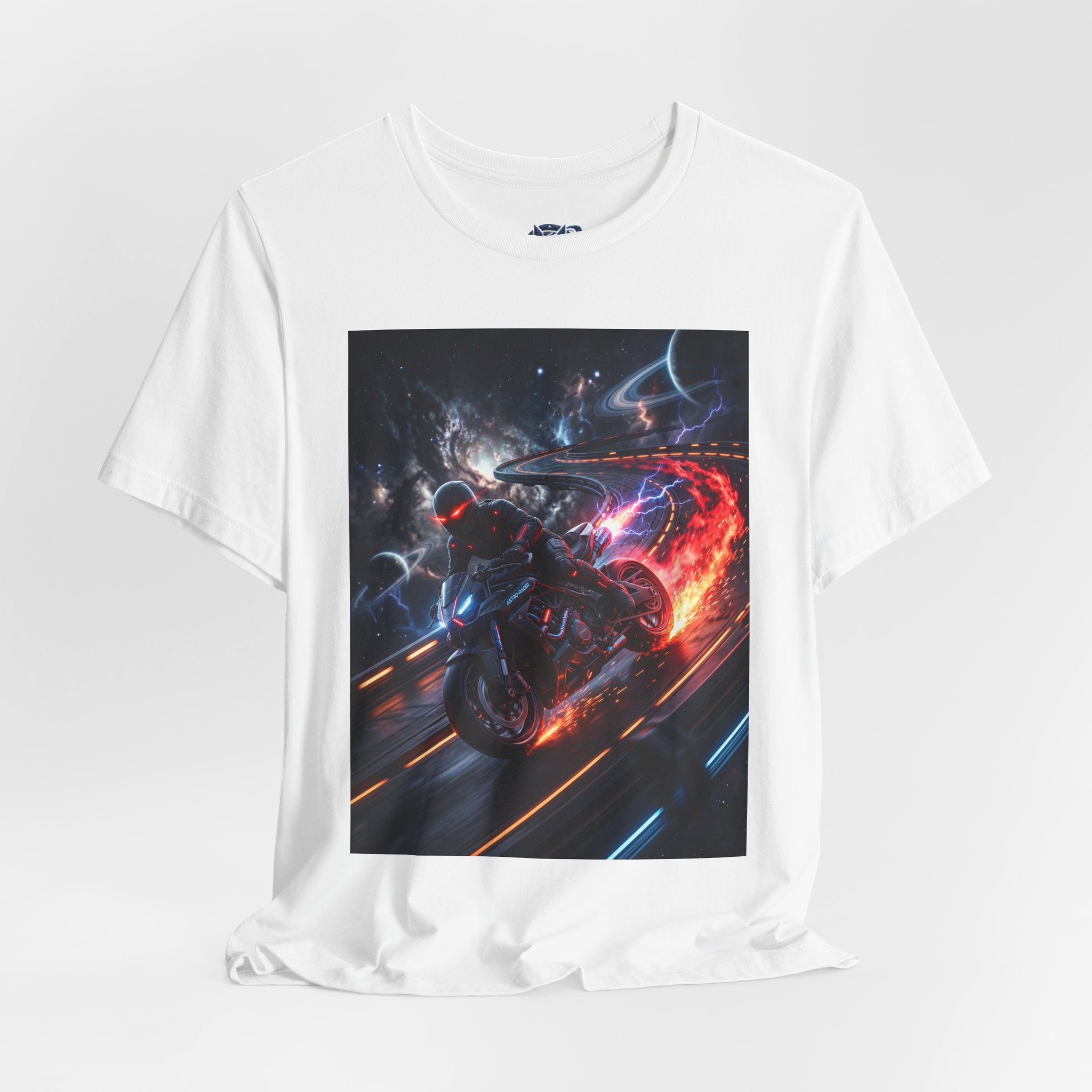 "Nitro-Void: Galactic Cyber-Rider Racing Tee"