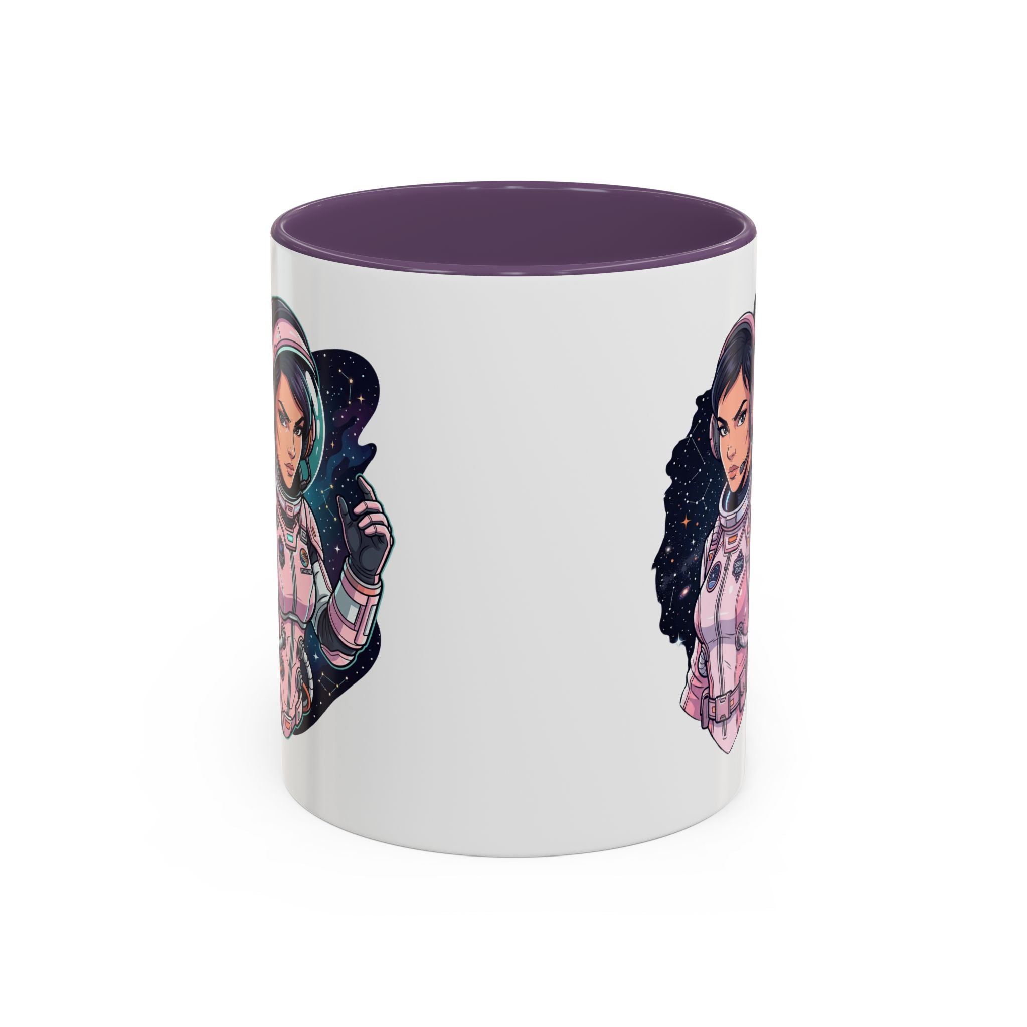 Astronaut Girl Accent Coffee Mug — Pink Space Pilot Ceramic Mug (11/15oz)