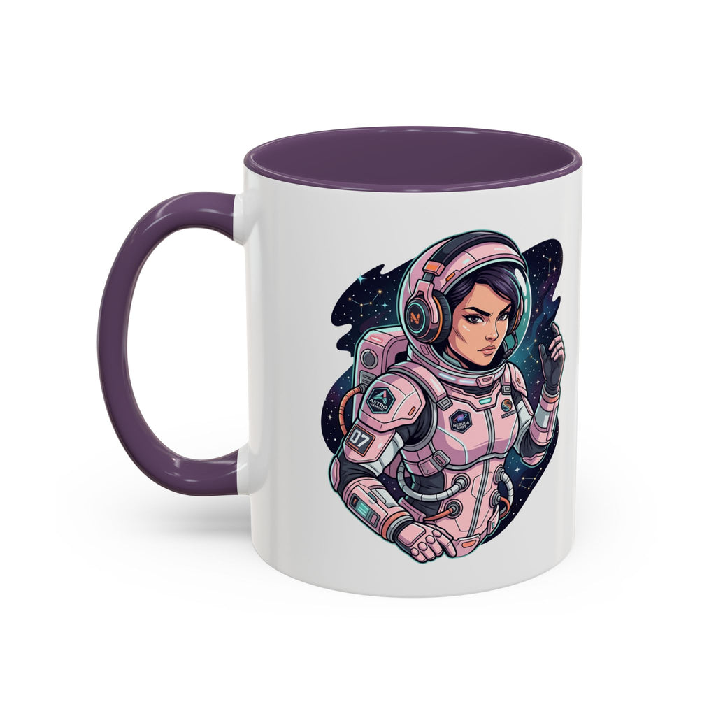 Astronaut Girl Accent Coffee Mug — Pink Space Pilot Ceramic Mug (11/15oz)