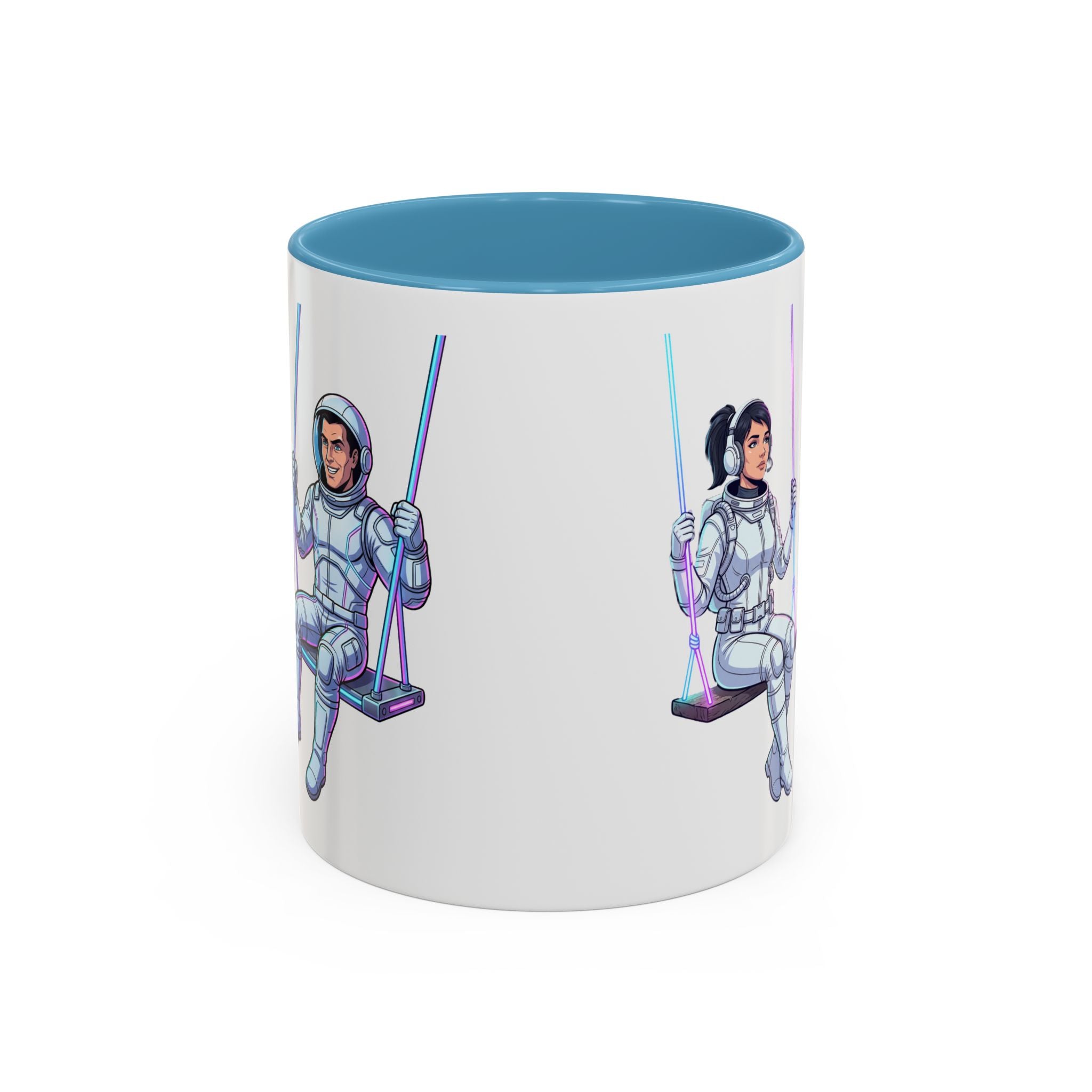"Galactic Soulmates: Matching Astronaut Couple Mug Set"