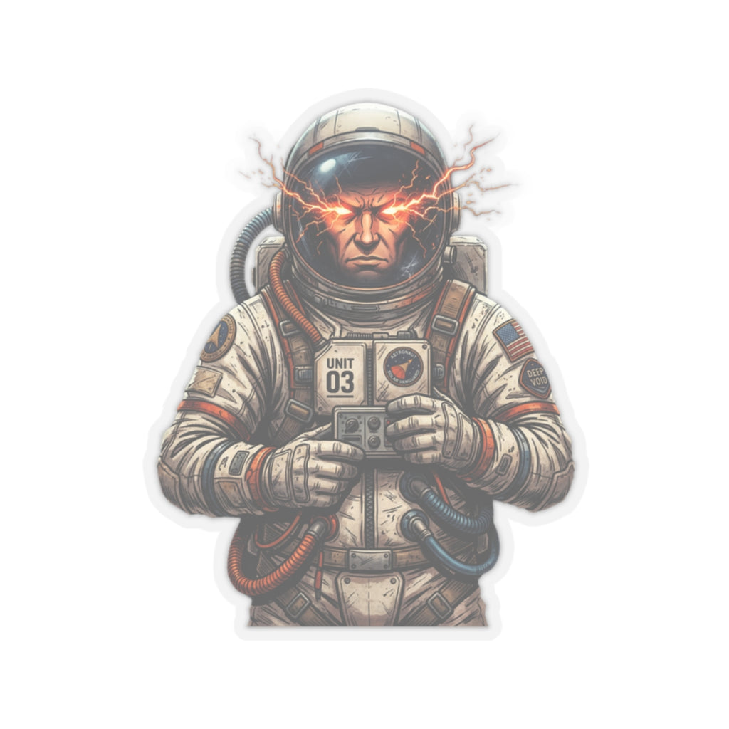 "Hyper-Charge: Red Flare Astronaut Gaming Sticker"