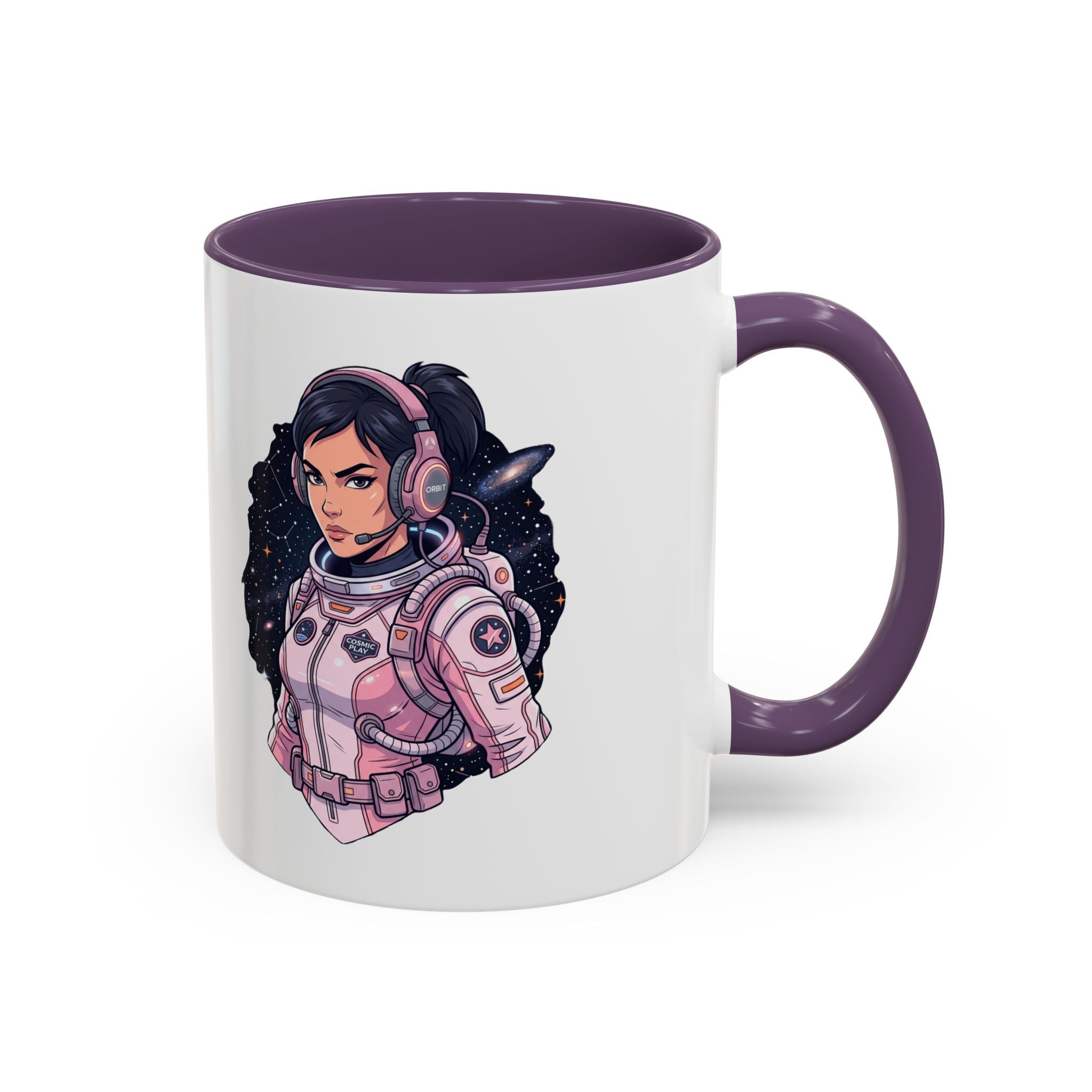 Astronaut Girl Accent Coffee Mug — Pink Space Pilot Ceramic Mug (11/15oz)