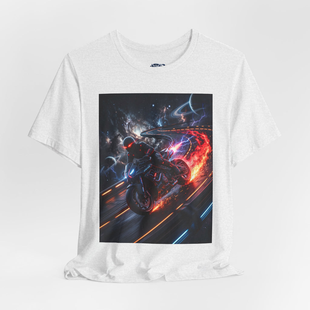 "Nitro-Void: Galactic Cyber-Rider Racing Tee"