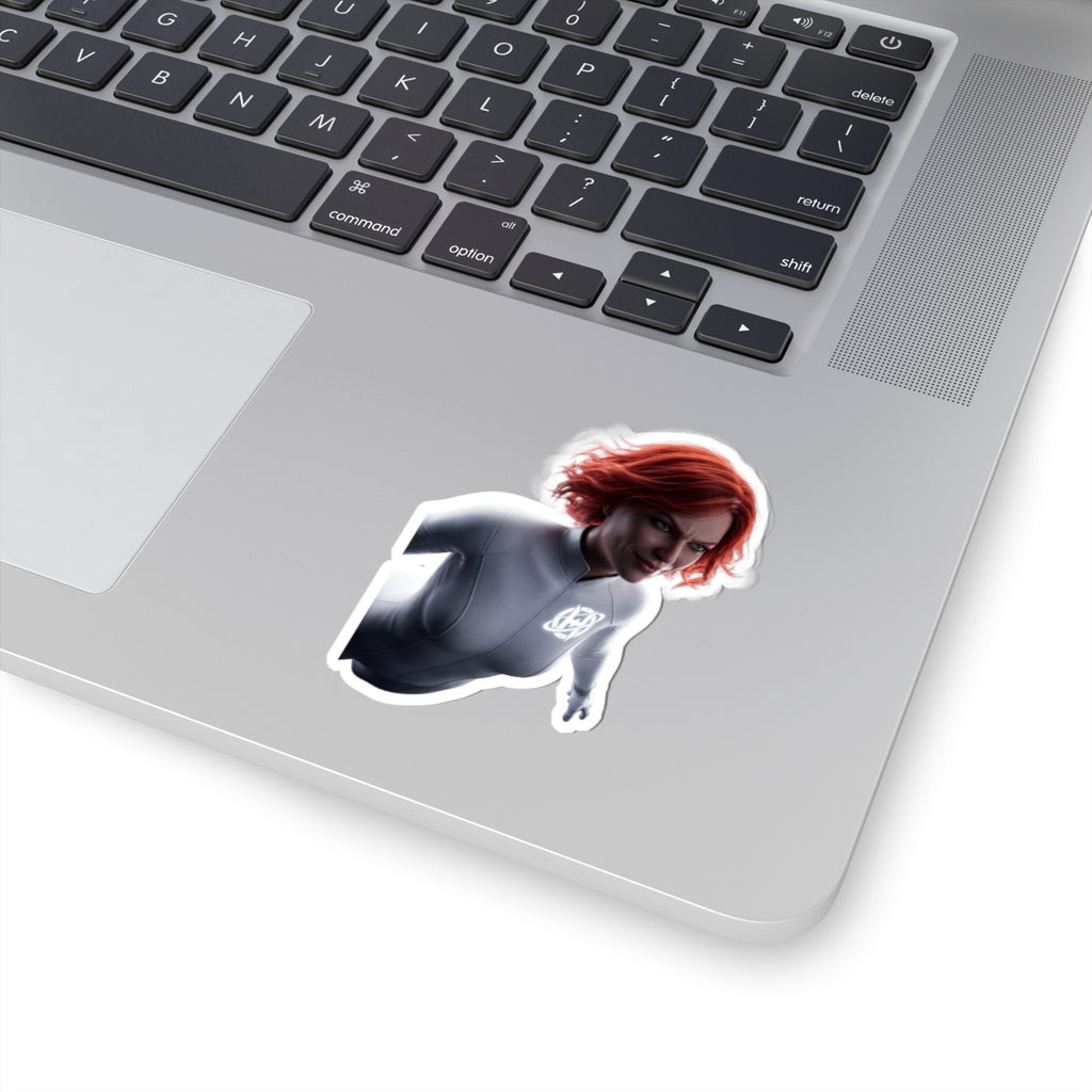 Red-Haired Hero Kiss-Cut Sticker — Action Pose Laptop Decal