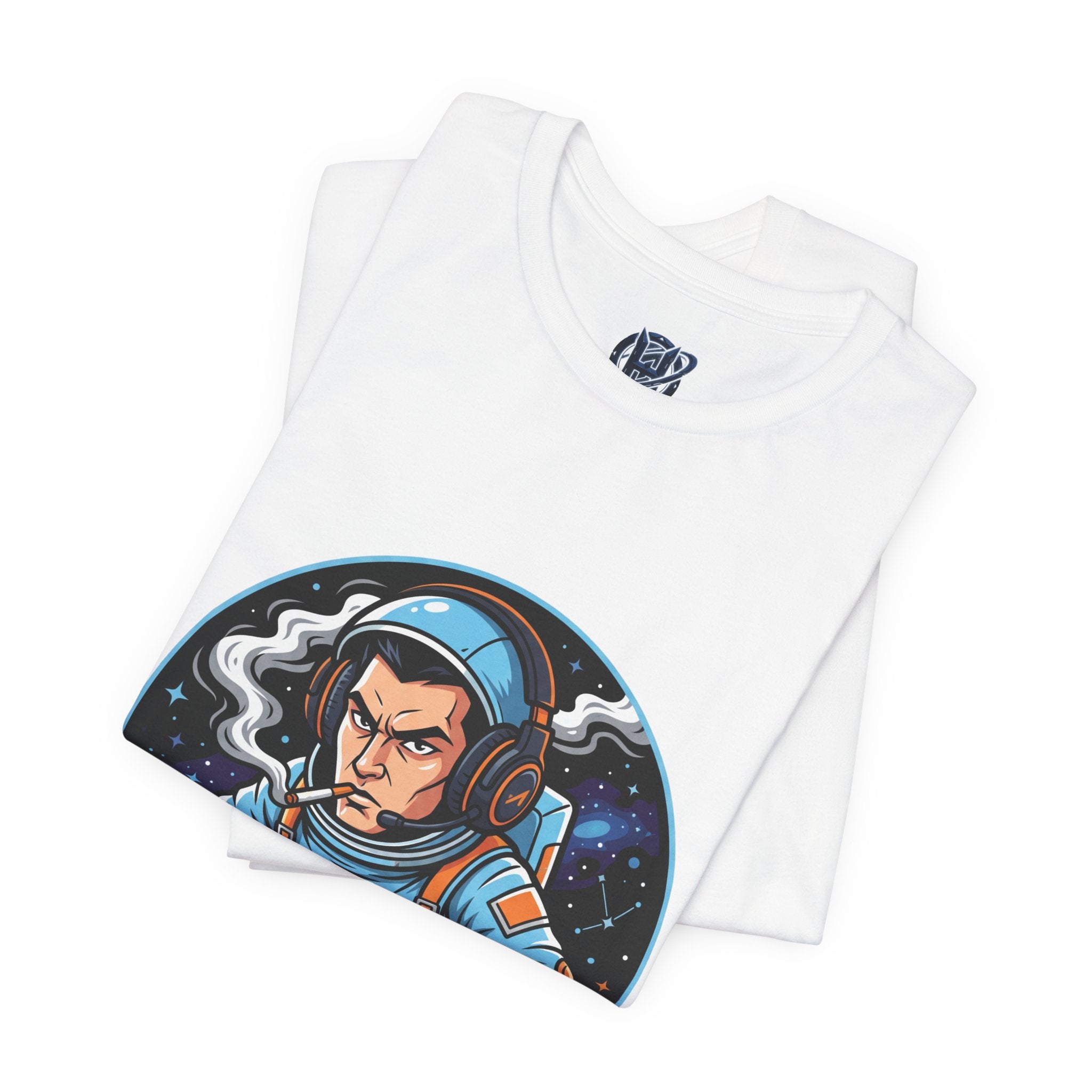 "Nebula Navigator: Smoking Astronaut Gaming Tee"