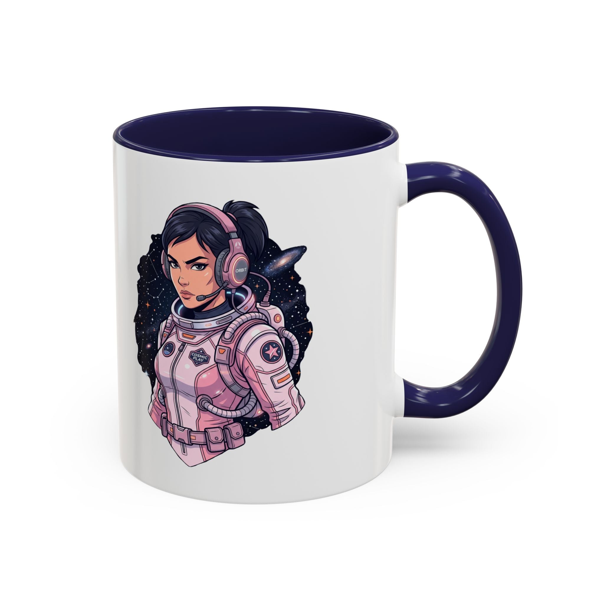Astronaut Girl Accent Coffee Mug — Pink Space Pilot Ceramic Mug (11/15oz)