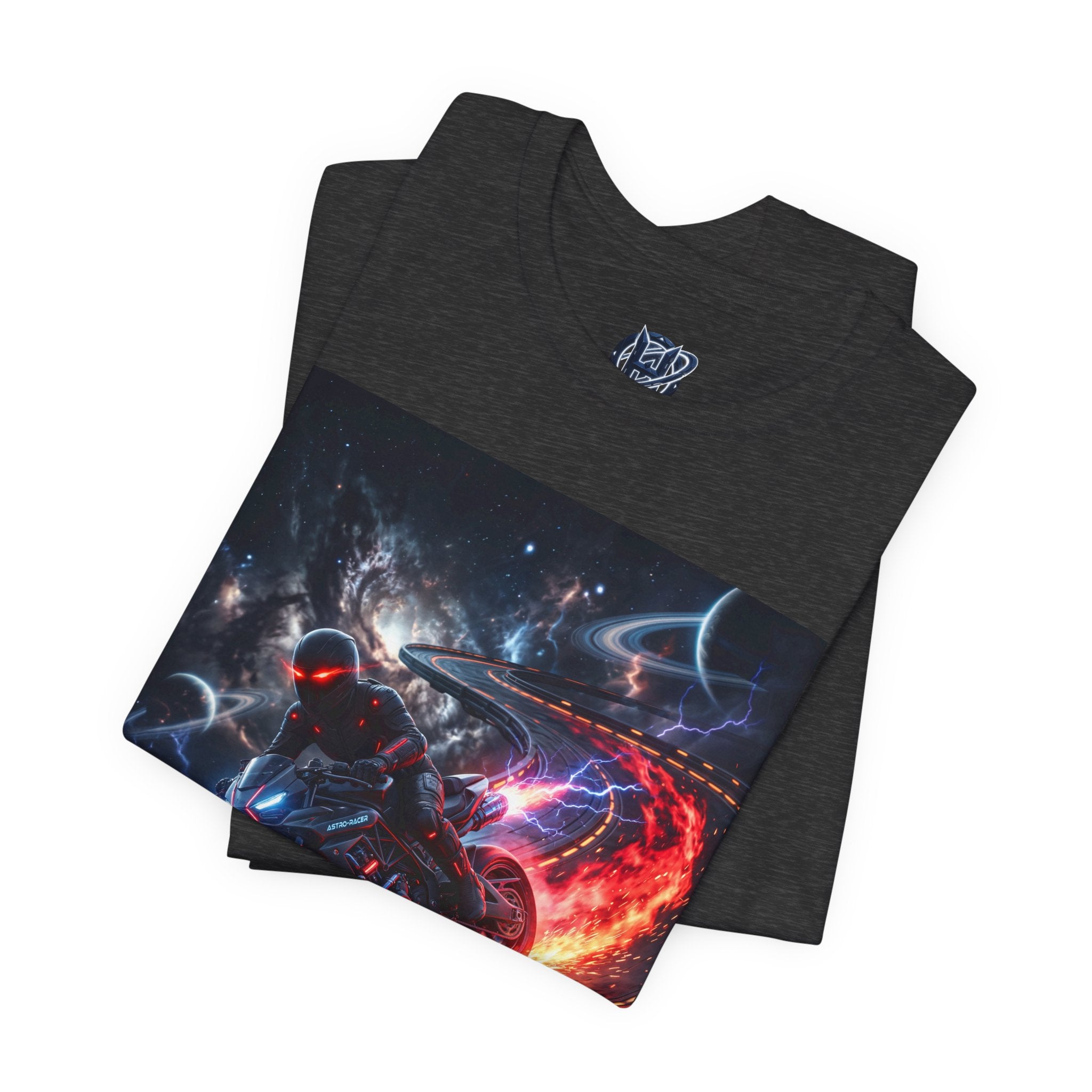 "Nitro-Void: Galactic Cyber-Rider Racing Tee"