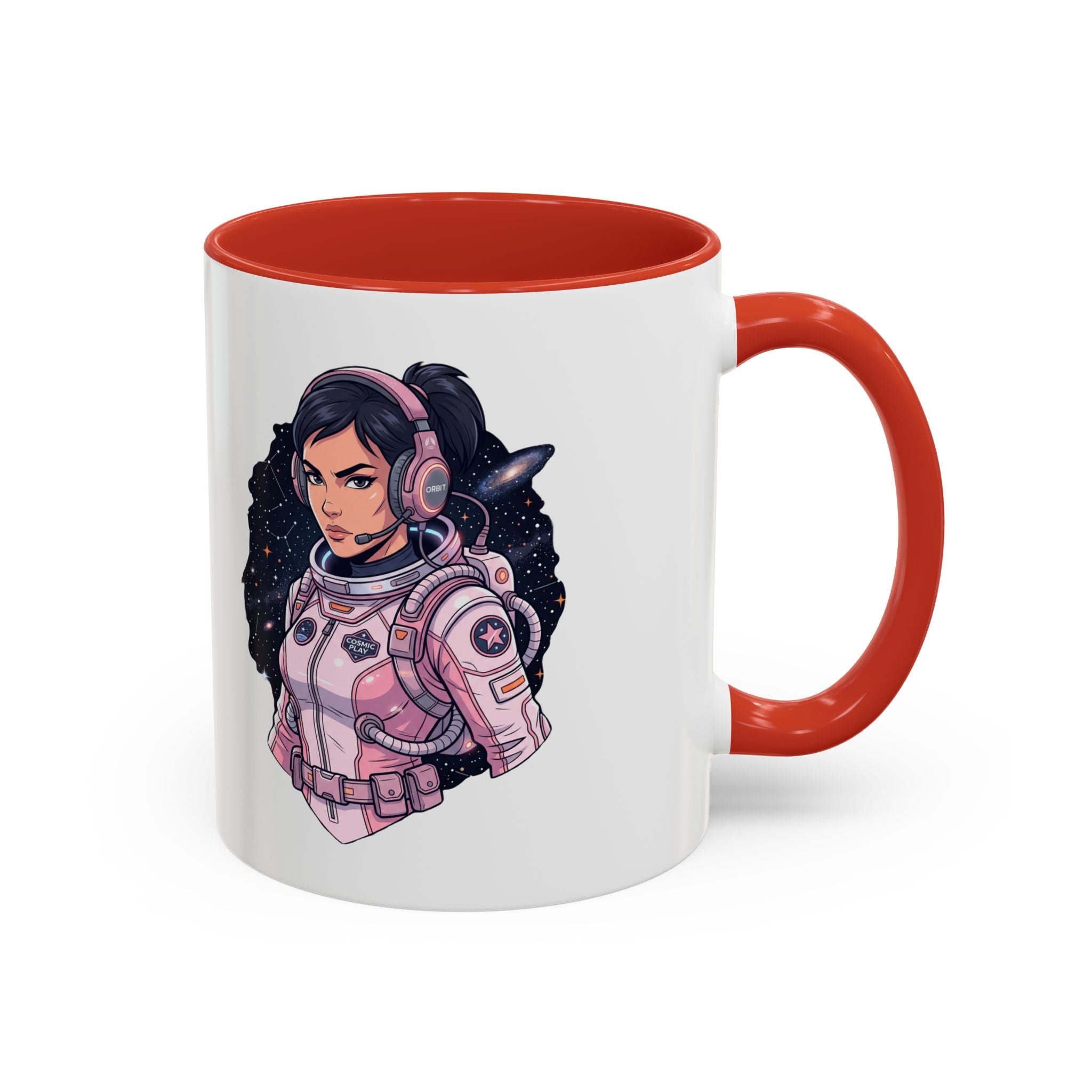 Astronaut Girl Accent Coffee Mug — Pink Space Pilot Ceramic Mug (11/15oz)